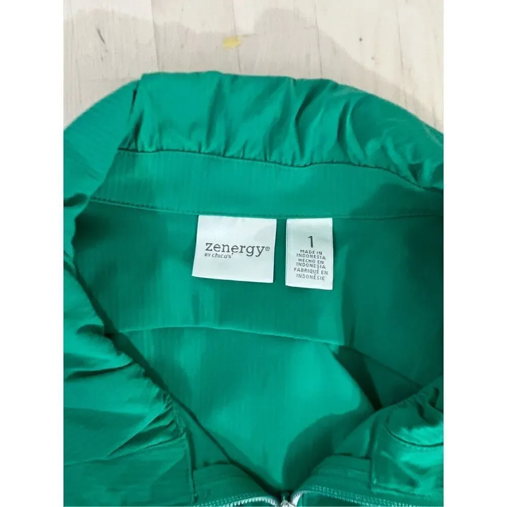Zenergy Chicos Stripe Jacket Size 1 Green full Zipper Stretch Pocket Outdoor